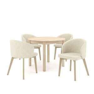 Zestaw stół i krzesła Flavio 5 kolor dąb sonoma tkanina kolor beżowy