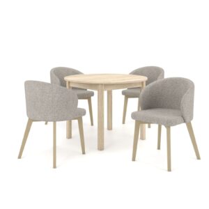 Zestaw stół i krzesła Flavio 5 kolor dąb sonoma tkanina w kolorze szarym