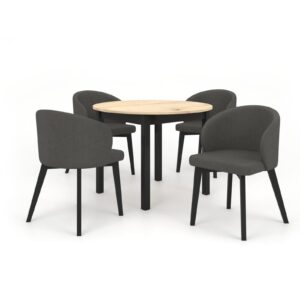 Zestaw stół i krzesła Flavio 5 kolor dąb artisan/ czarny tkanina kolor grafitowy