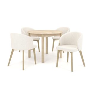 Zestaw stół i krzesła Flavio 5 kolor dąb sonoma tkanina jasny szary