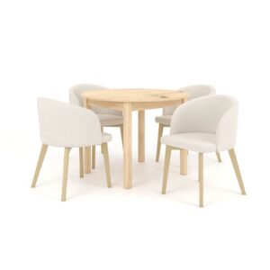 Zestaw stół i krzesła Flavio 2 kolor dąb artisan tkanina jasny szary